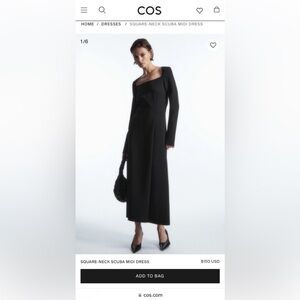COS SQUARE-NECK SCUBA MIDI DRESS